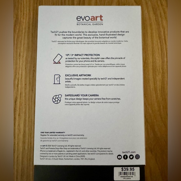 Tech21 Tech 21 iPhone 12 or IPhone 12 Pro case Evo Art Botanical Garden - Picture 2 of 4